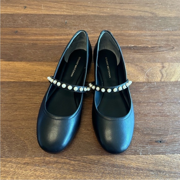 Stuart Weitzman Black Ari Pearl Ballet Flat Mary Janes Vintage Style - Picture 4 of 8